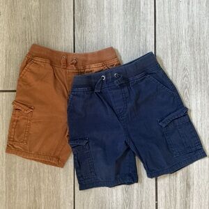 Hanna Andersson Bundle Boys Cargo Drawstring Shorts Brown & Blue 18-24 Months